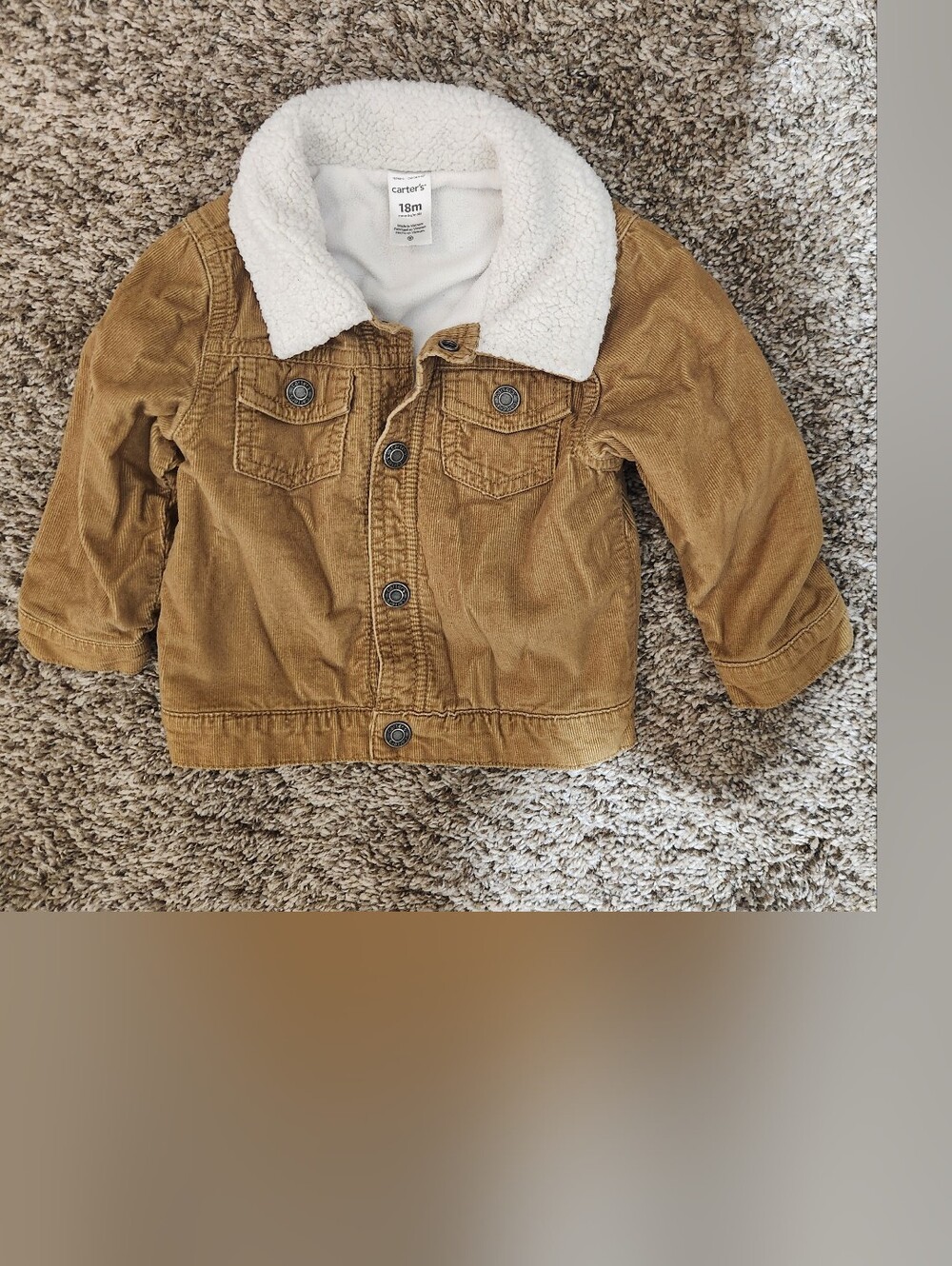 Carter's Tan Corduroy Sherpa-Lined Jean Jacket